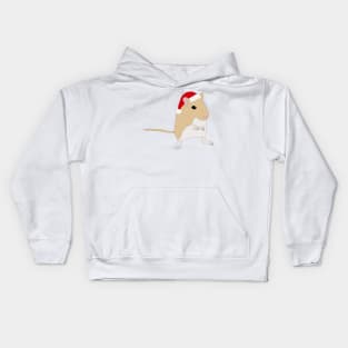 Cute golden Gerbil in a Santa hat Kids Hoodie